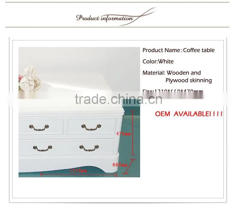 Living room furniture modern solid wooden coffee tables with drawers
