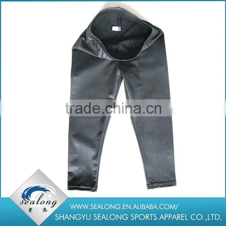 China wholesale Casual girls leggings custom thin PU black leggings for children