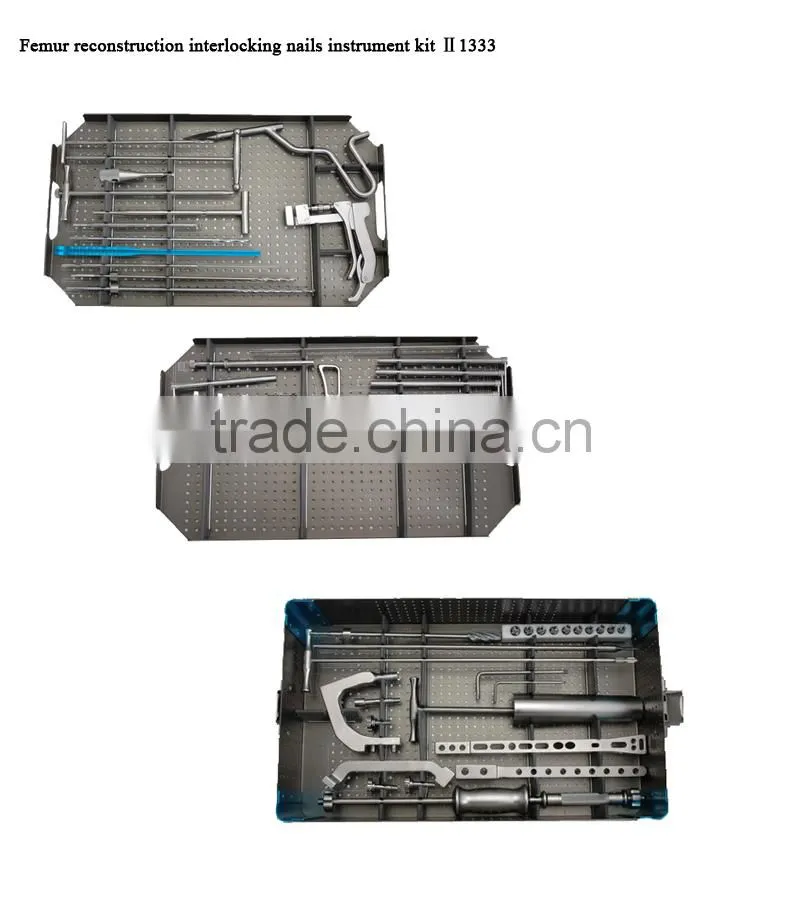 Jinlu OEM ODM avaible femur reconstruction interlocking nail instrument kit, femur nail set, intramedullary nails instrument set