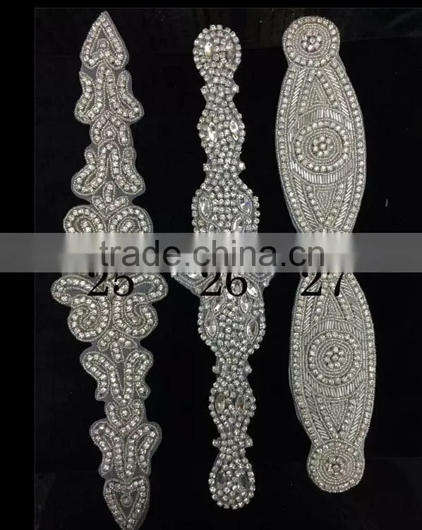 Rhinestone applique,crystal bridal Sash applique, Rhinestone trim applique, rhinestone embellishment,wedding beaded applique
