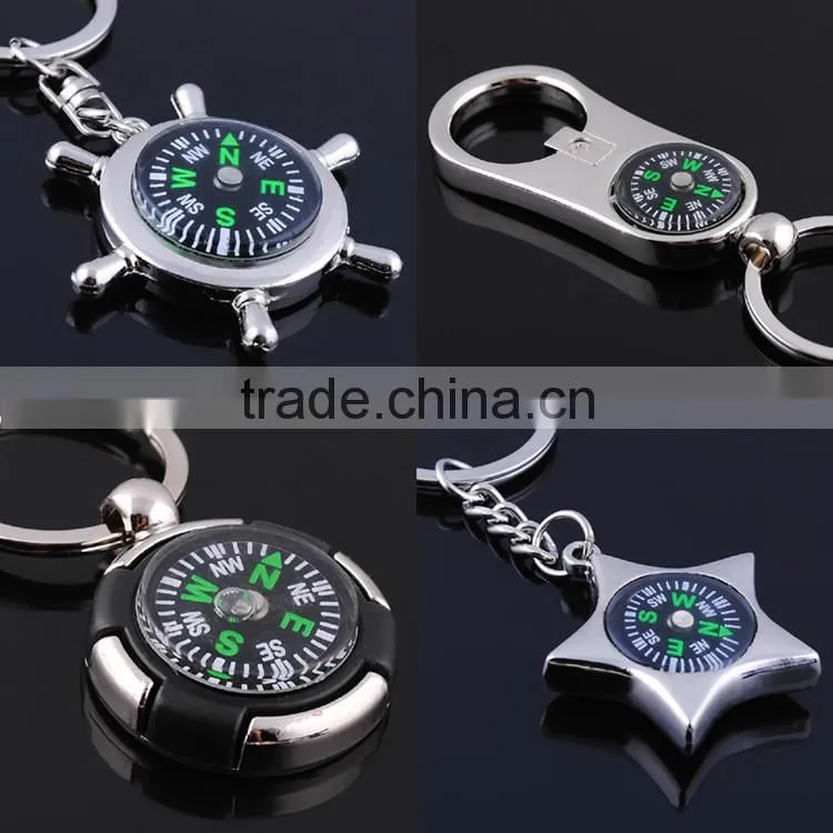 Beer company promotional gifts metal bottle opener keychain compass