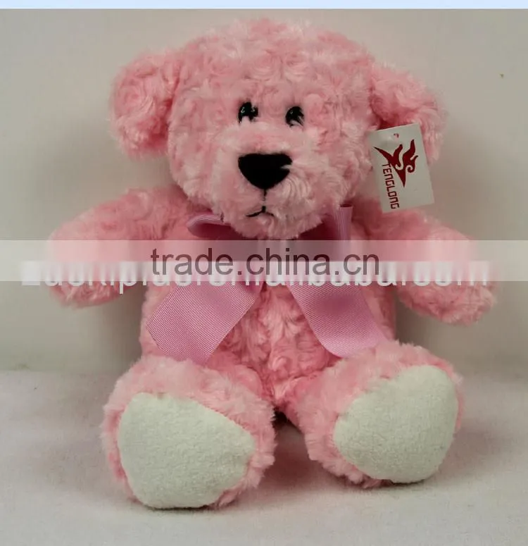 Luckiplus Hot Sale First Class Pink Bear With Pink Bowknot Safe Technology Toy For Kids