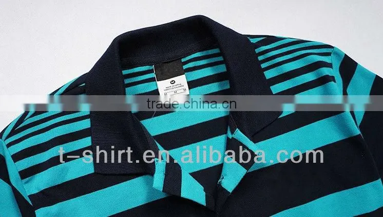 Polyester mens stripped t-shirt polo shirt contrast color factory