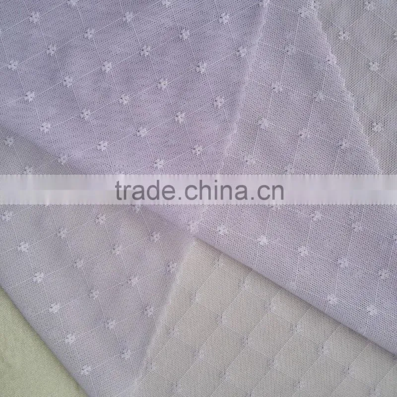 Warp knit lingerie use plaid pattern nylon spandex mesh jacquard fabric