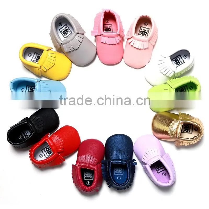 2016 hot sale solid color children shoes PU baby plain shoes