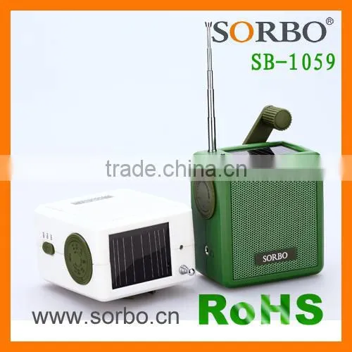 Popular Multifunctional FM Alarm Clock Radio Emergency Lantern With Handheld Solar Rechargeable Torch Light