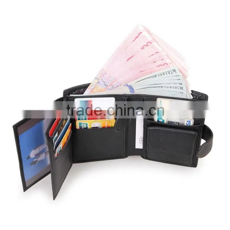 Wholesale black luxury leather wallet for men