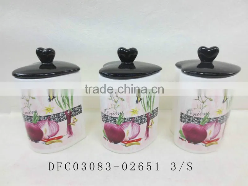 Ceramic Material and Storage Type 3 PCs Food Containers Set