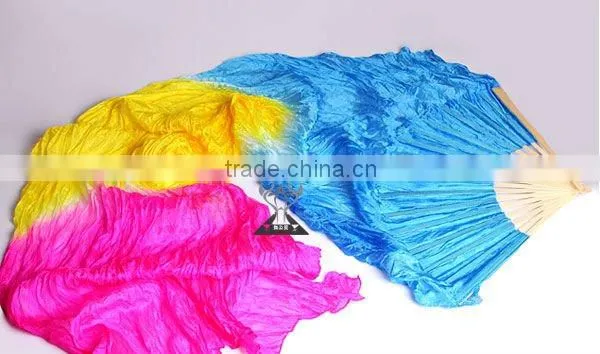 2012 wholesale green blue rose mixing color Belly Dance Silk Fans veil DJ1022