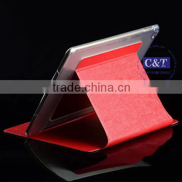 C&T Transparent Frosted Back Cover PU Leather Smart Case Cover for Apple iPad Pro 9.7 Inch