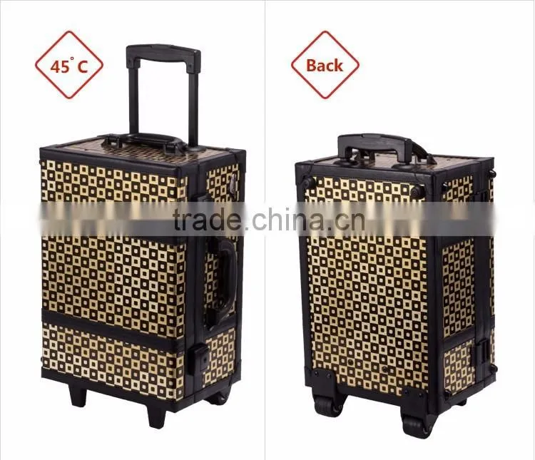 makeup case lights mirror professional makeup trolley case beauty case with pattern