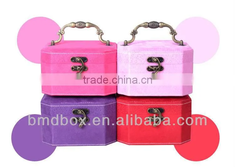 Octagonal Shape Exquisite Flocking Cheap Jewellry Box