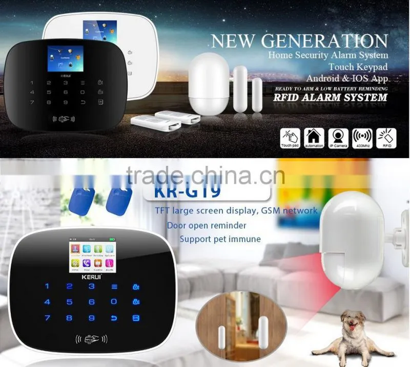 Wireless Touch RFID Color display wireless gsm alarm system with Android and IOS App