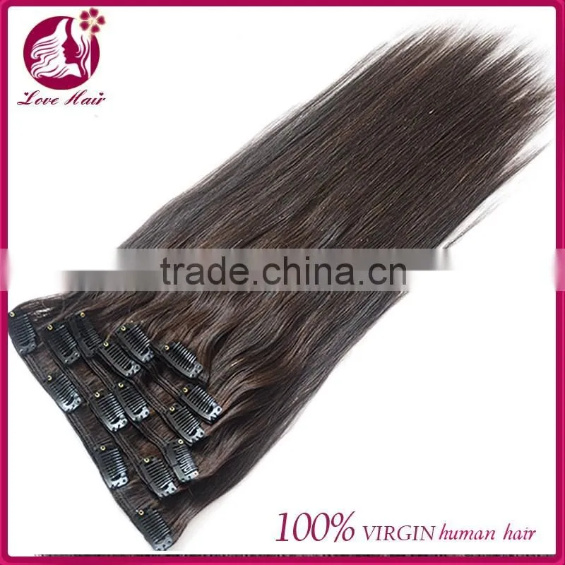 Top quality clip in human hair extensions hot clip in human hair extension virgin clip in hair extensions for women
