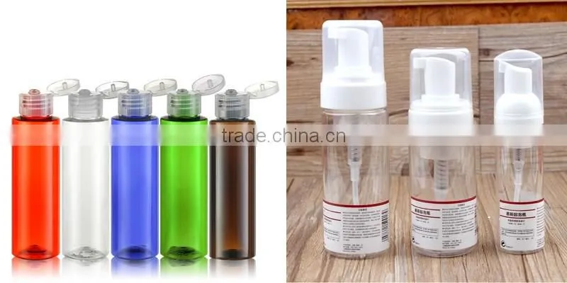 HDPE square round plasic empty Body lotion shampoo bottle /Shower Bottle With Pump dispenser spray cap
