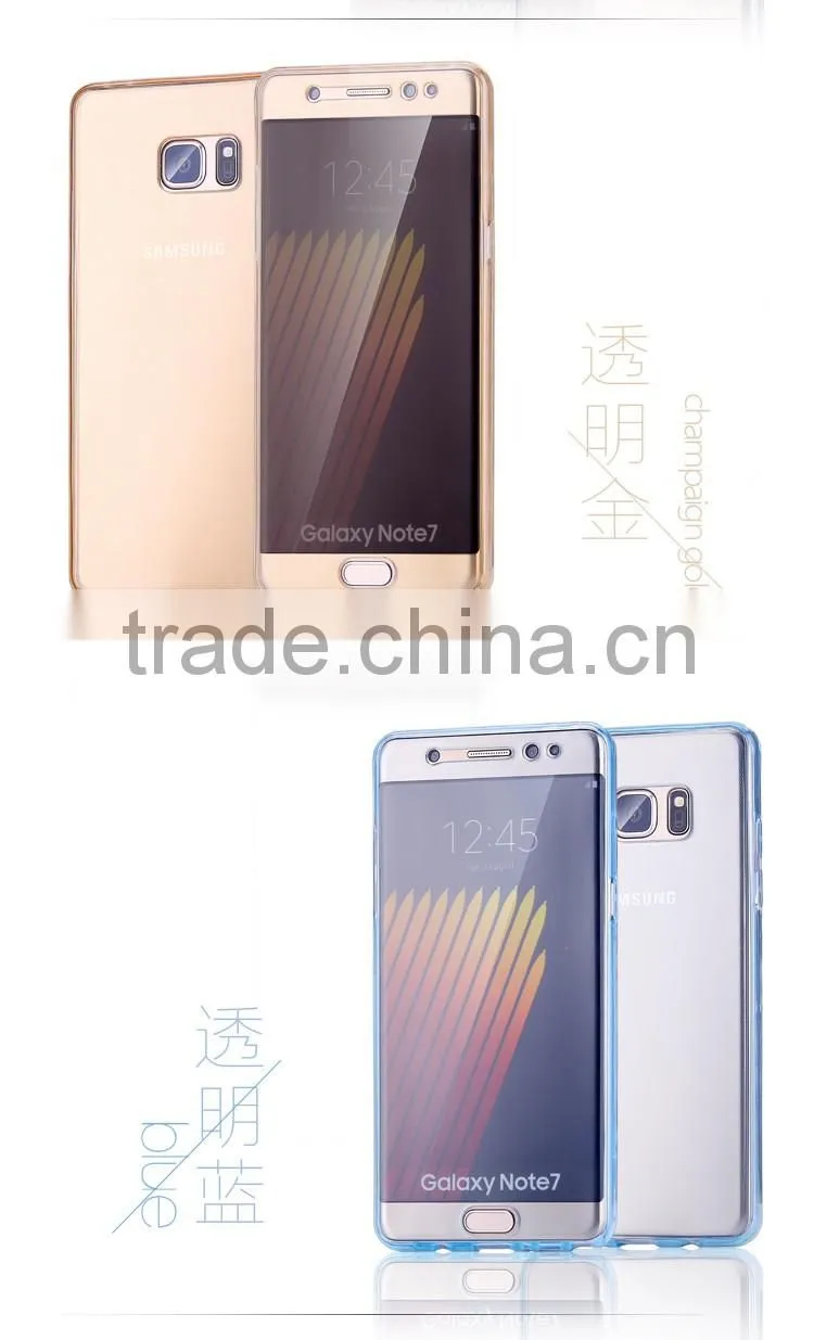 Soft TPU Transparent Case for Samung Note 7 360 Full Body Protective Cover Cases Front Touch Screen Back Cover