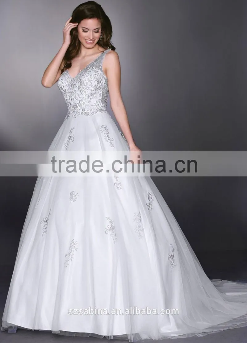 2016 latest design china factory lace applique sweep train wedding gowns discount wedding dresses