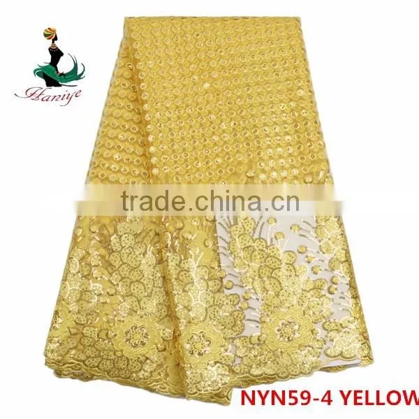 Haniye 2016 african embroidery tulle lace fabric high quality 5 yards for net dress/NYN59