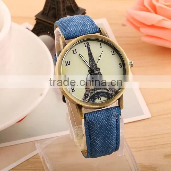 Wholesale Newest Retro Canvas Tower Watch Design