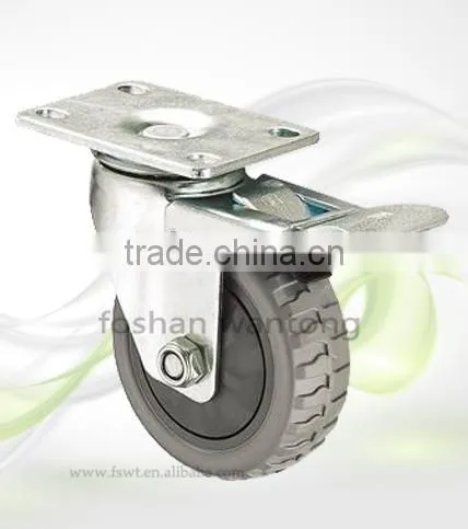 4 Inch Threaded Rod With Double Brake Swivel Industrial Pu Caster Wheel