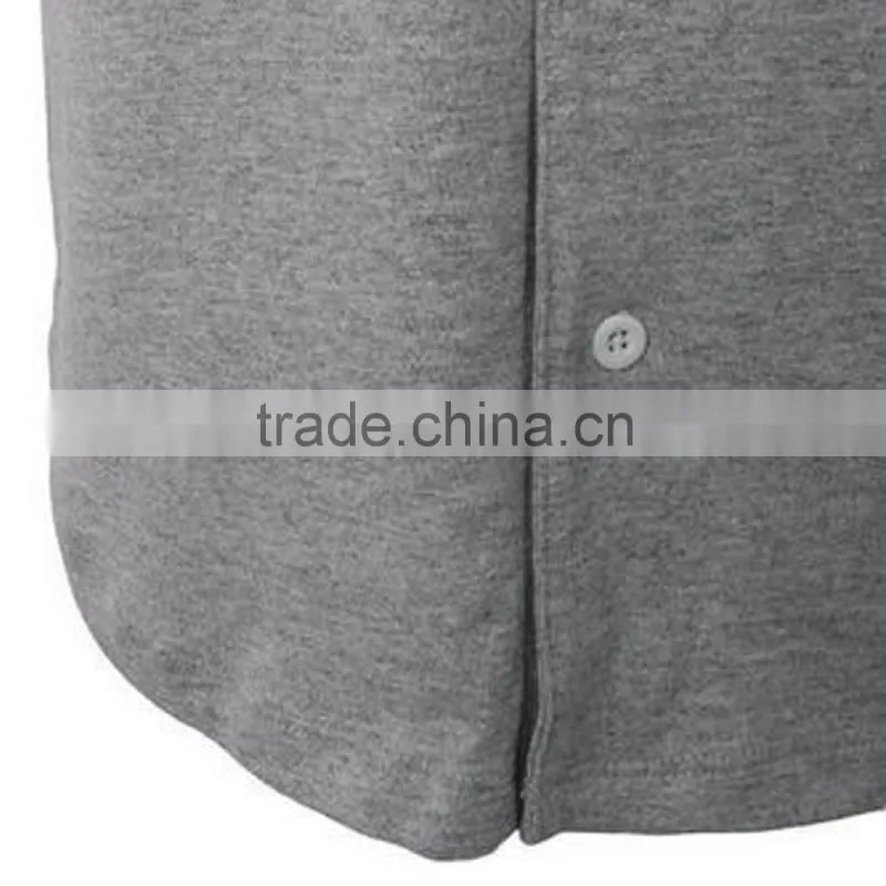 Grey Custom Active Short Sleeve Button Blank Men Baseball Jersey