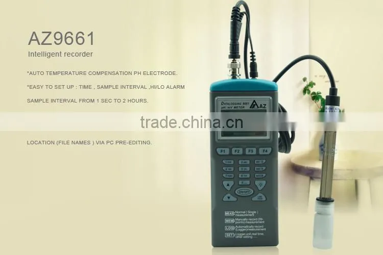 Handheld Measuring & recording pH Temperature & mV Digital Multiple Function PH ORP Data Logger AZ9661