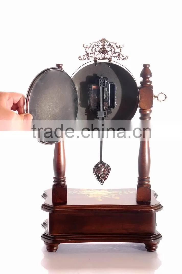 Wooden Desk Clock Solid Wood Vintage Antique Table Clock