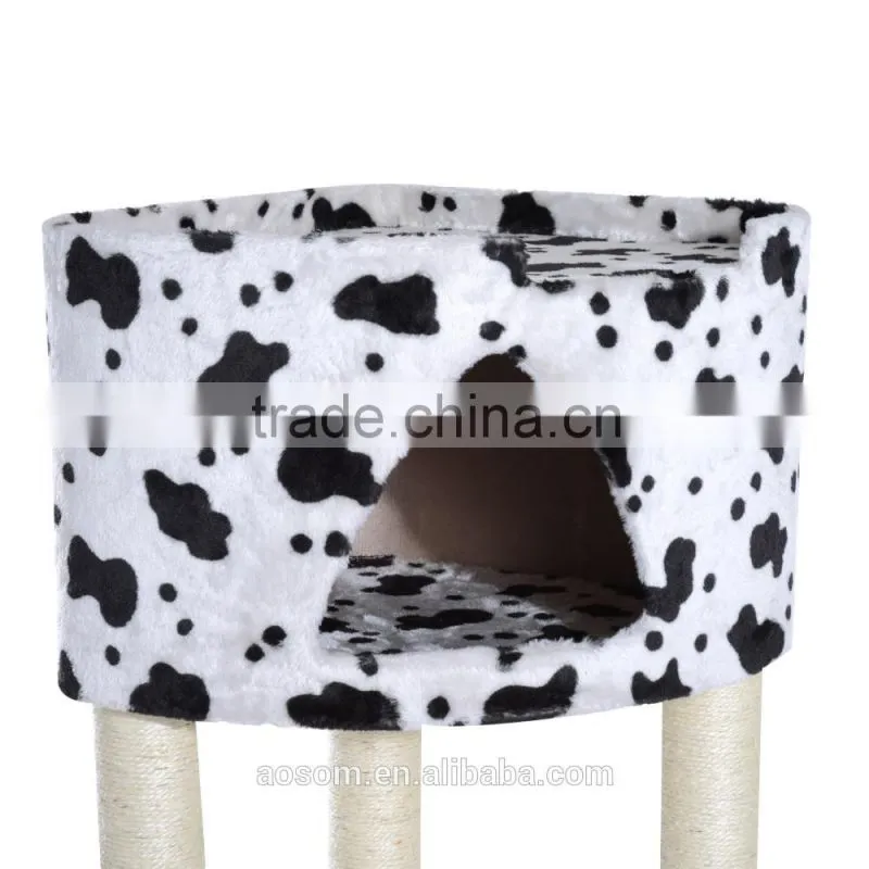 Pawhut 51" Multi-Level Cat Tree Tower - Black/White