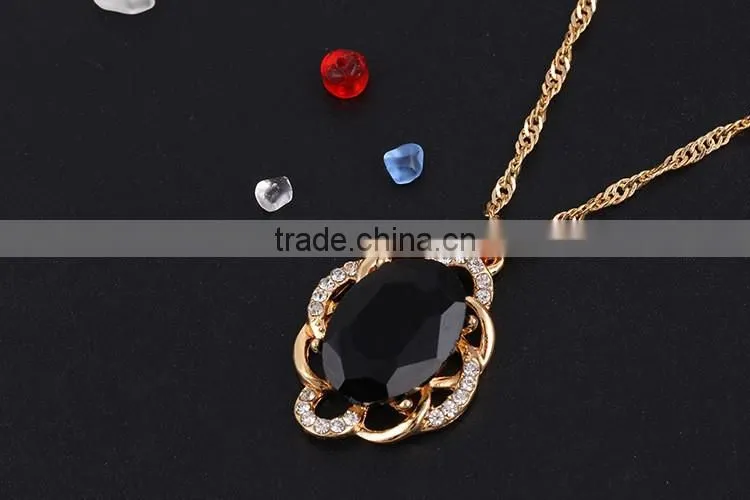 Online shop blue zircon stone necklace set crystal earring jewelry gold plated