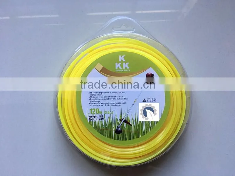 1LB 3.0mm colored nylon monofilament trimmer line,different shape