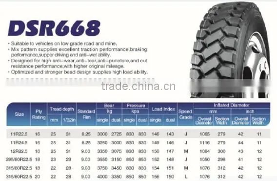 High quality Double Star mining truck tire 12R22.5