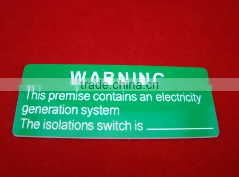 Warning engraving sign adhesive 3m abs boards