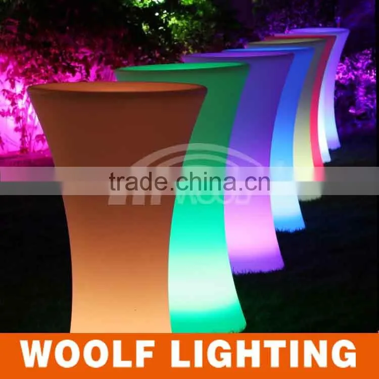 2014 hot waterproof plastic RGB glow led round table used nightclub furniture