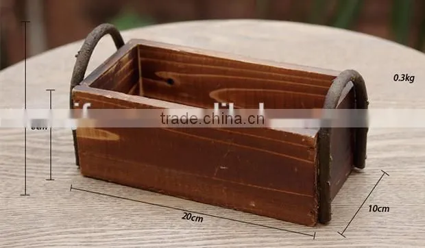 2016 special design rectangular indoor wooden planters