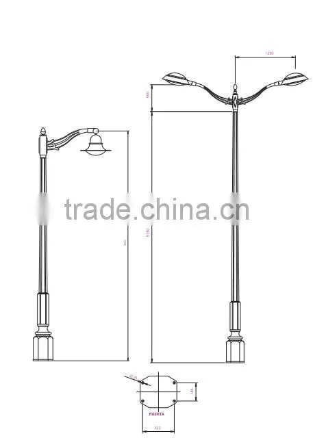 Spanish style decorative cast iron public lamp post