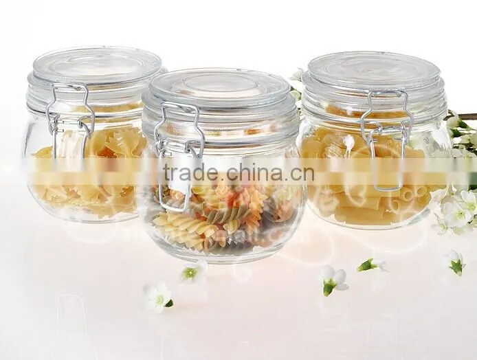 bonbonniere plain clear airtight glass jars with metal clip