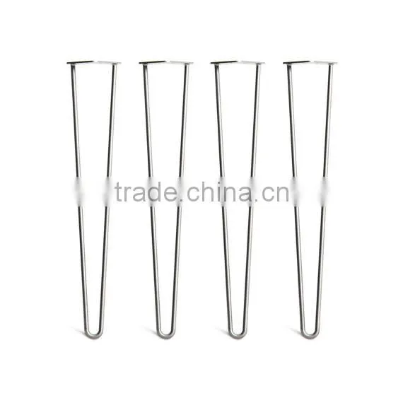 Chrome plated steel leg 28 inch 3 rod outdoor hairpin table leg