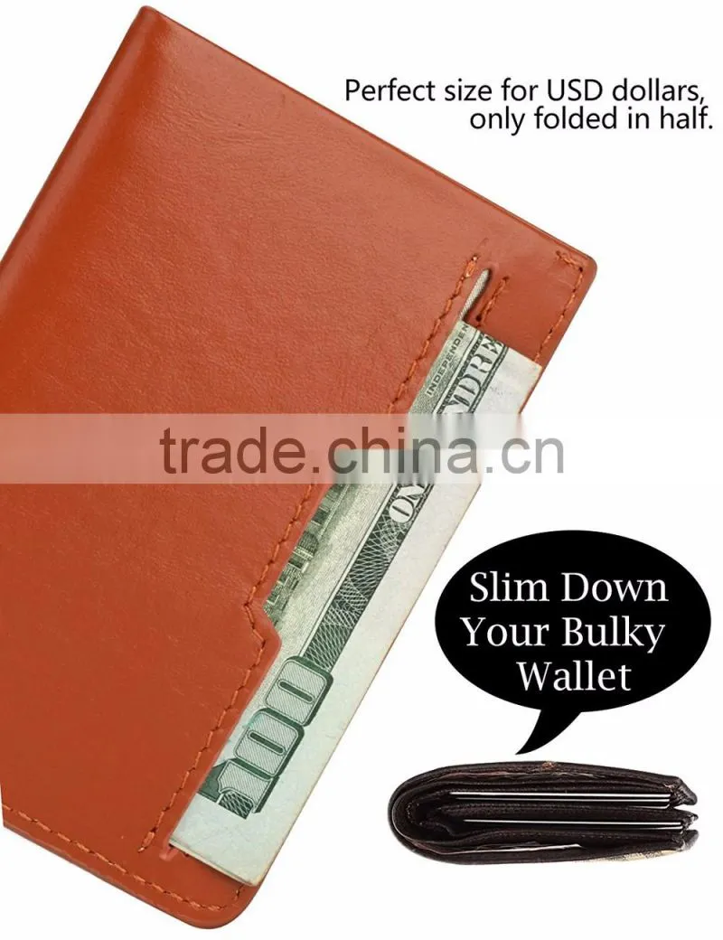 Mens Pull Tab Sleeves Wallet Slim Leather RFID Blocking Card Holder