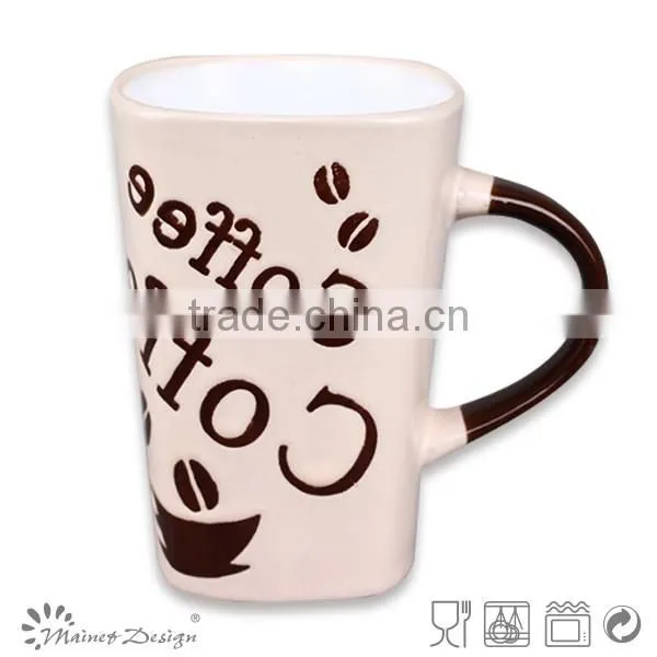 big ceramic stoneware engrave coffee mug