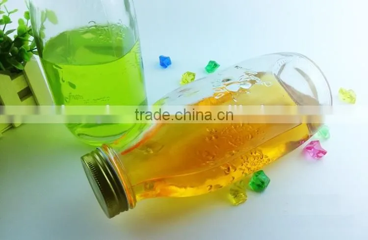 300ml glass juice bottle with straw