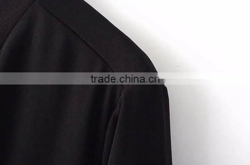 American Apparel Bomber Jacket Two Side Pockets Short Thin Side Zipper Sleeve Coat V-Neck Outerwear