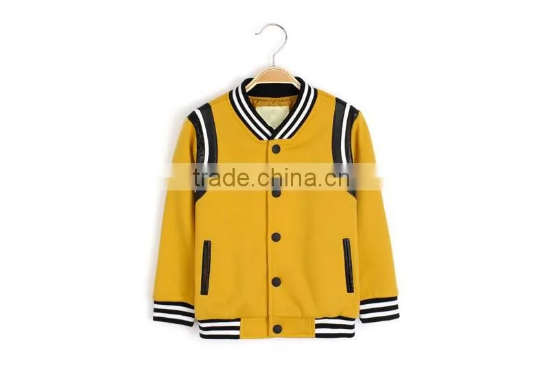 children boys striped sleeve and hem fleece jacket