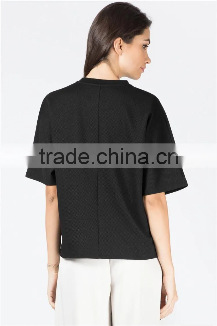 Black logo pique boxy t-shirt made in peru t shirts