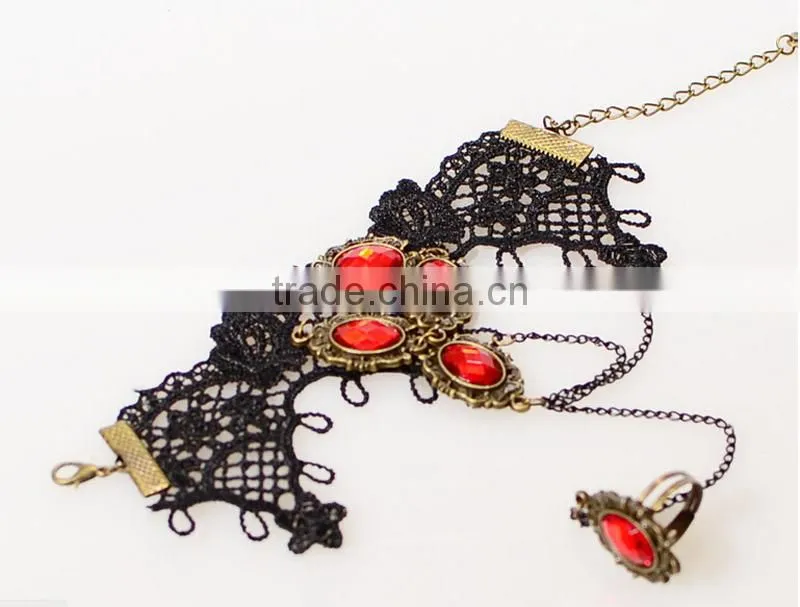 Festival jewelry set American elegant red diamond bracelet and ring set