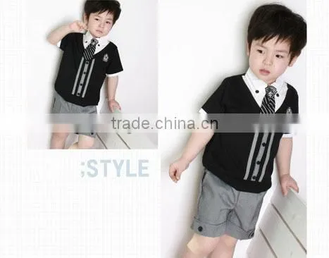 boys gray t shirts+shorts 2pcs clothing sets baby outfits children's suits