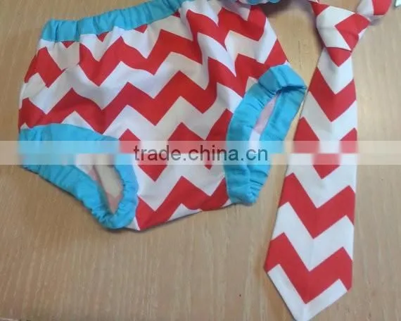 Whloesale organic cotton red chevron baby kids diaper covers bloomers with tie