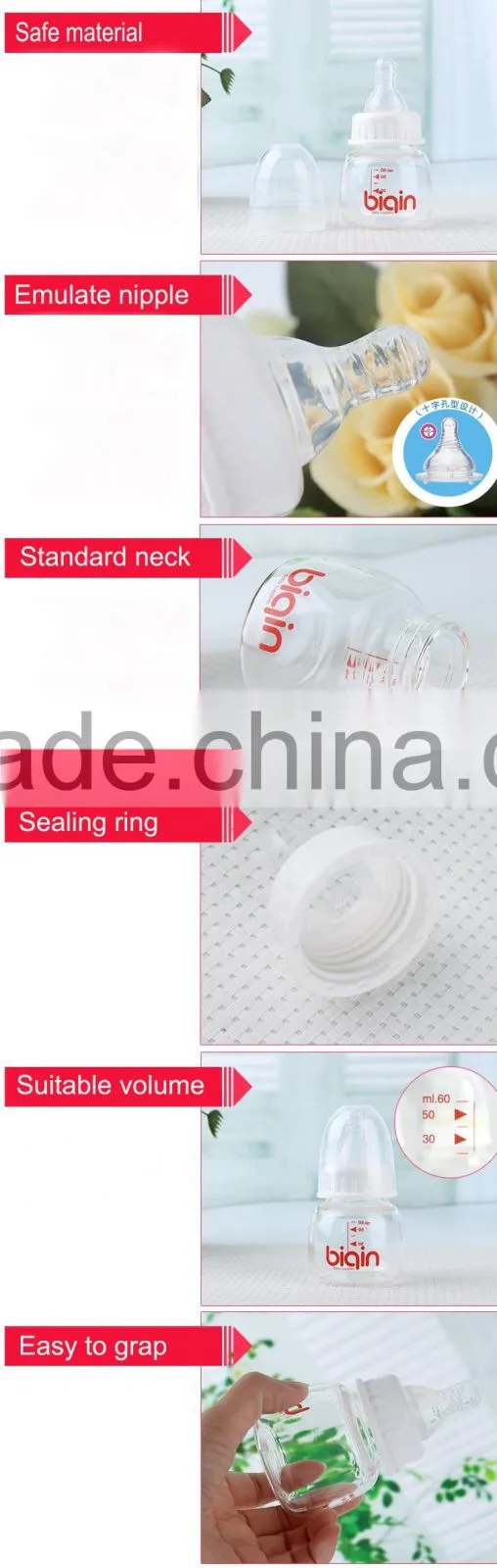 Durable baby glass juice bottle