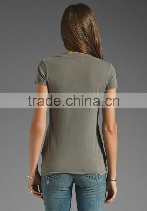 short sleeve casual v neck 100% premium cotton tee shirts