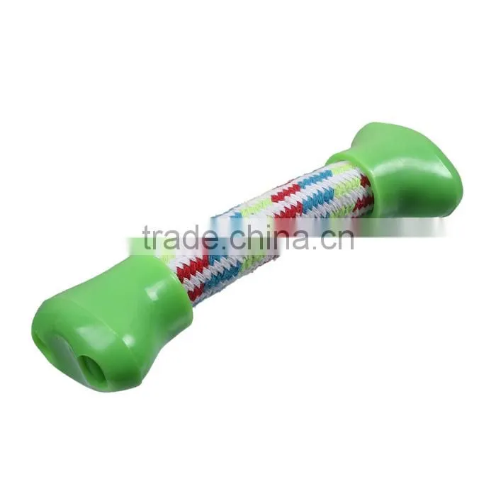 Plastic & Cotton Pet Products Chew Molar Knot Toy Durable Bone Green