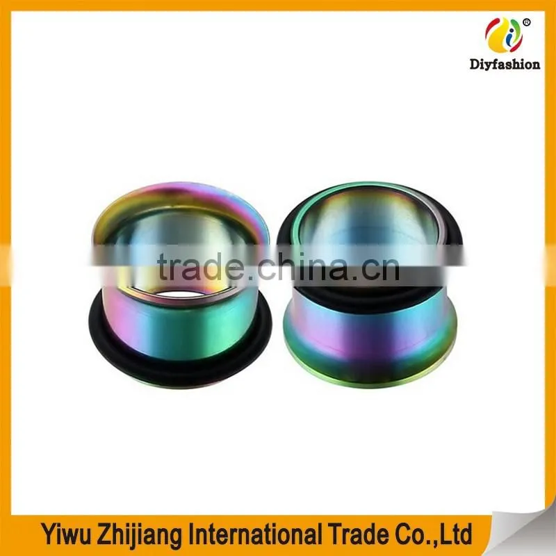Mix-Color Gauges Set Stainless Steel Single Flared Ear Flesh Tunnels Plugs Stretcher Jewelry